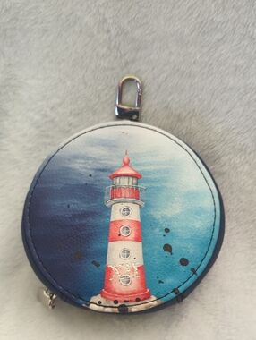 Round Tula XII Lighthouse Print Round Case- Blue & Red